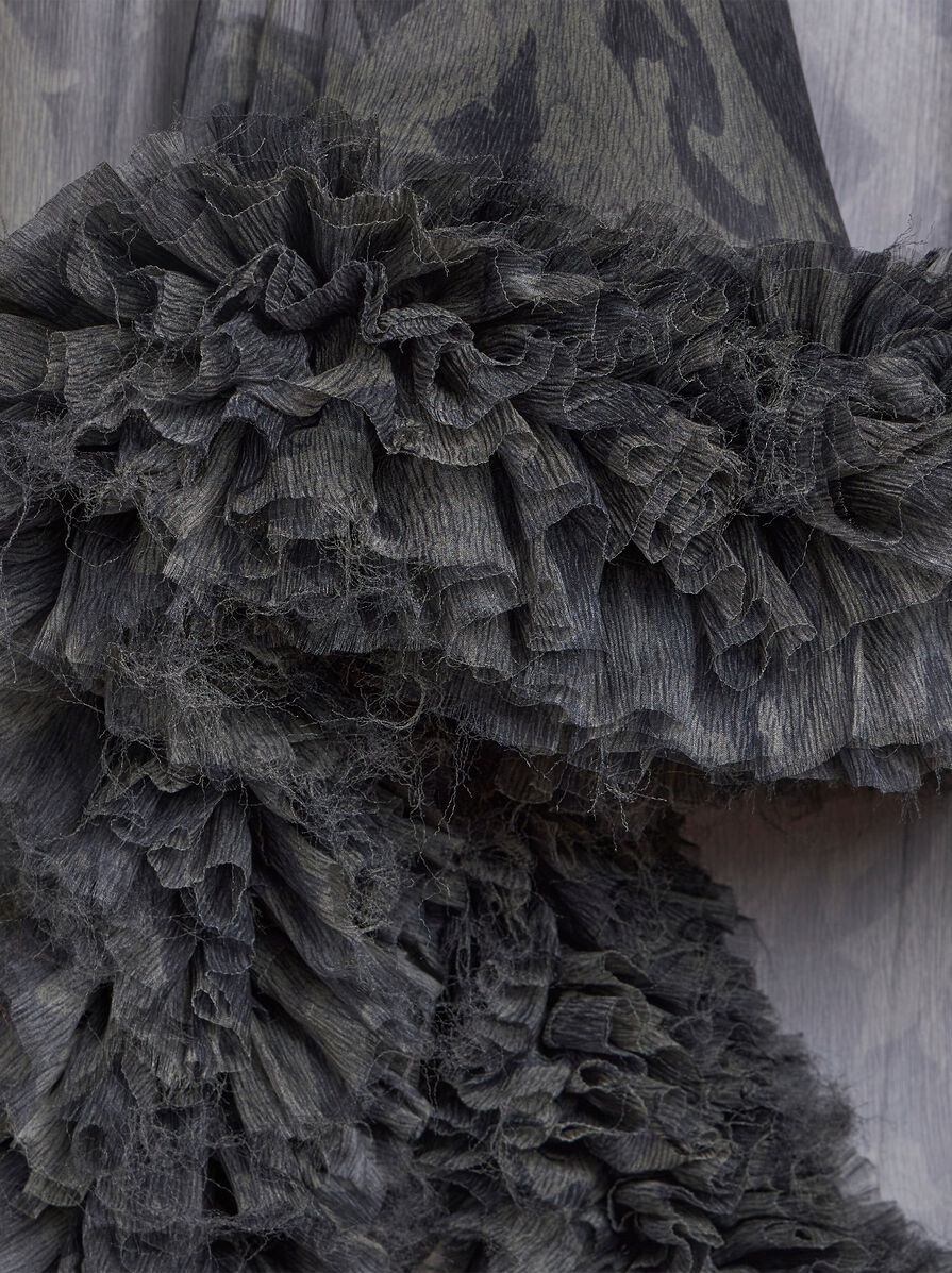 PRINTED SILK SKIRT WITH RUCHING - 5