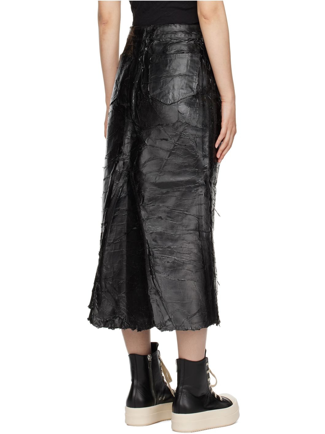 Black Porterville Godet Denim Midi Skirt - 3