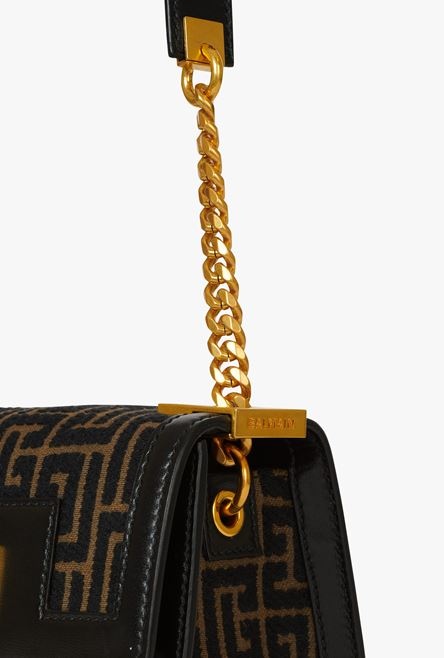 Small-sized bicolor khaki and black jacquard 1945 bag - 8
