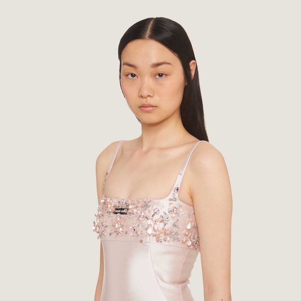 Embroidered silk and wool dress - 3
