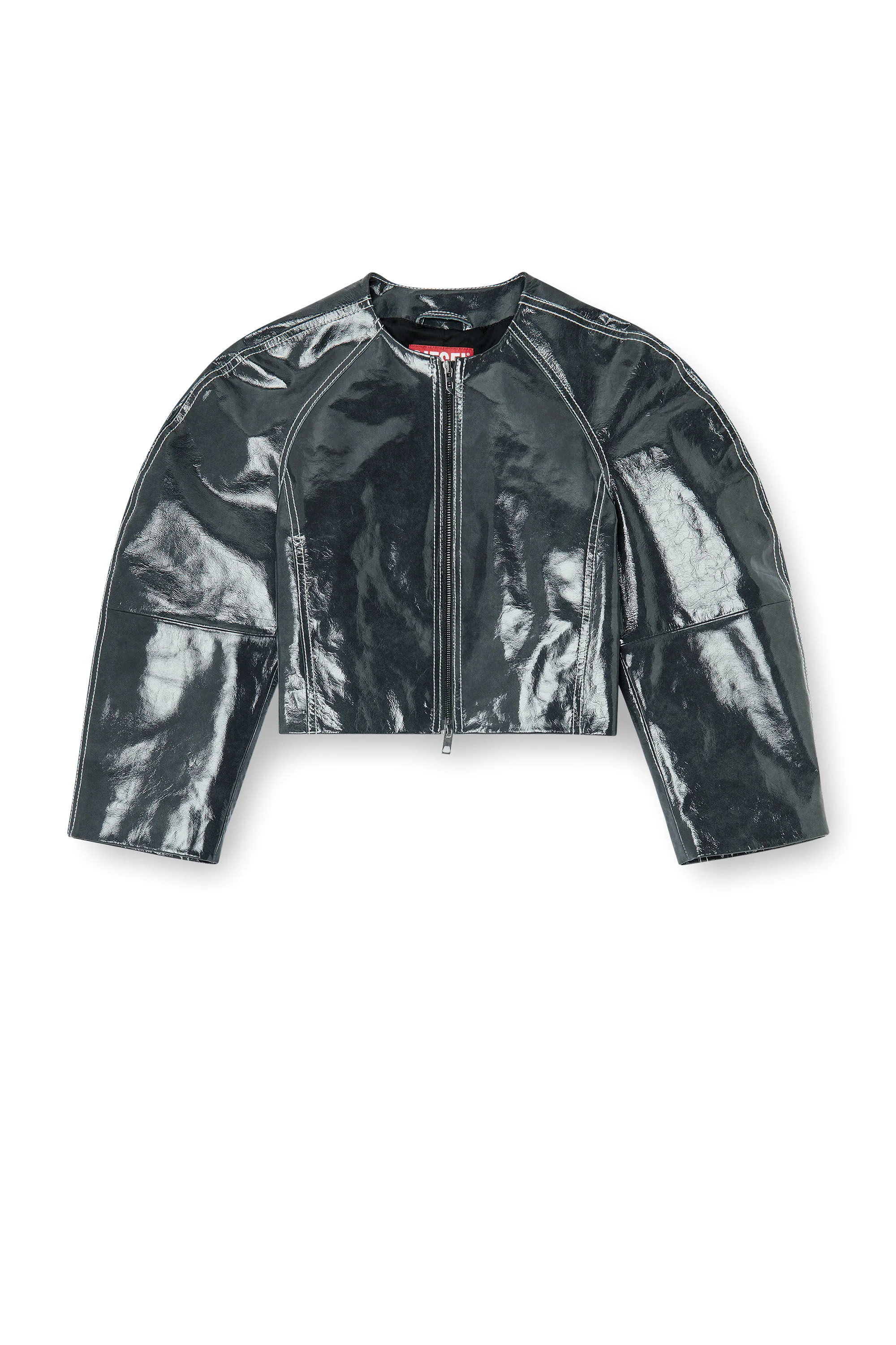 PATENT-LEATHER JACKET WITH COCOON SLEEVES - 1