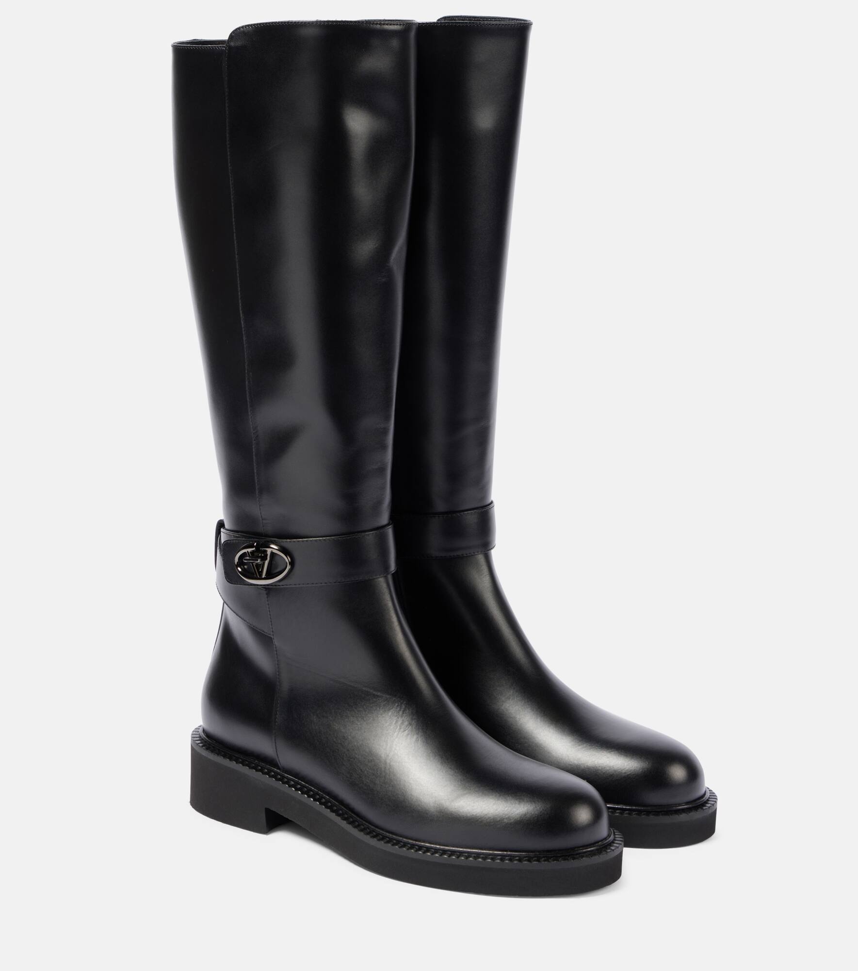 VLogo Locker leather knee-high boots - 1