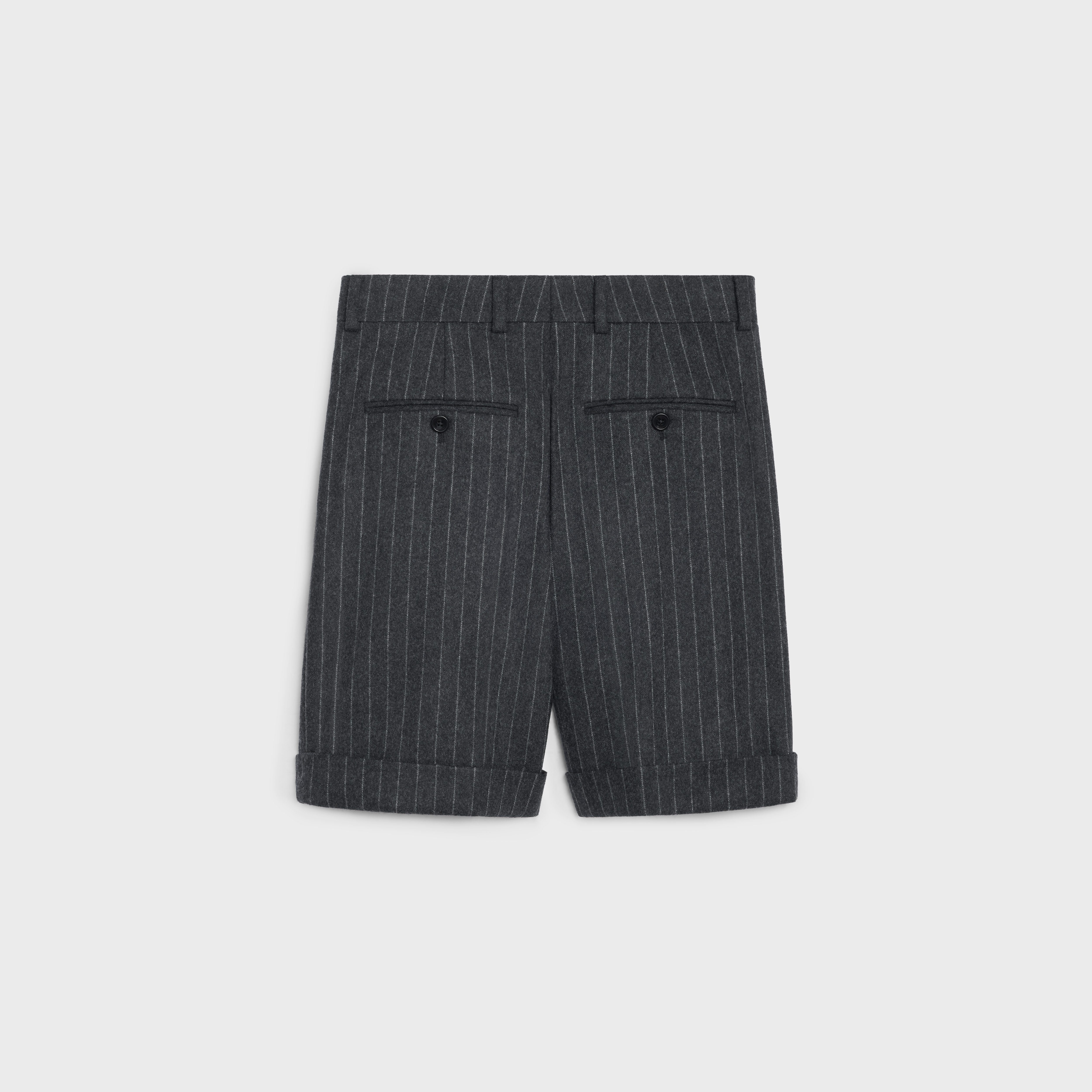 ショートパンツ CELINE | MEN'S SHORTS IN STRIPED WOOL 2P682766W.07DN CELINE SKATE SHORTS IN STRIPED FLANNEL | REVERSIBLE