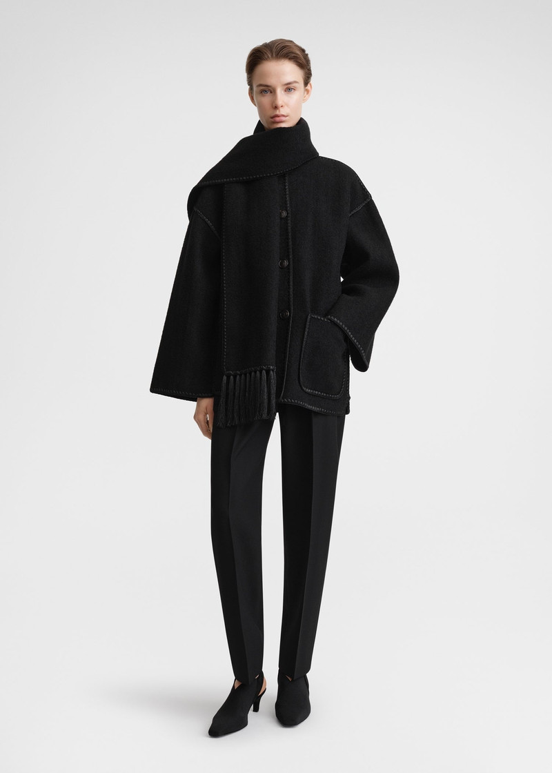 Totême Embroidered scarf jacket black outlook