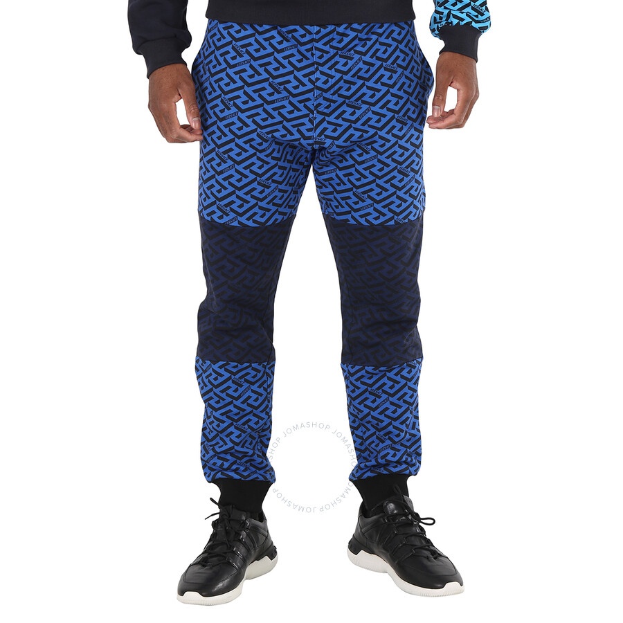 Versace Men's La Greca Logo Print Colour-block Track Pants - 3
