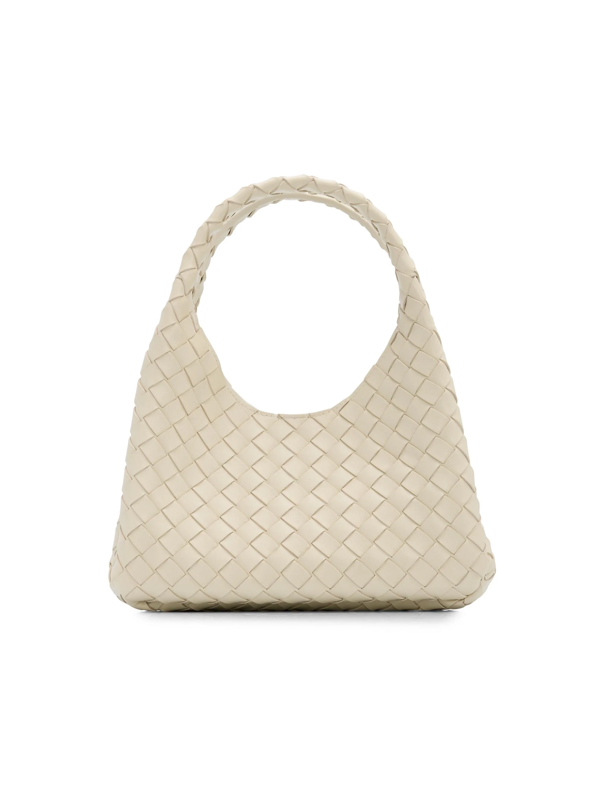 Women's Campana Small Intrecciato-Leather Shoulder Bag - Sea Salt Brass - 1