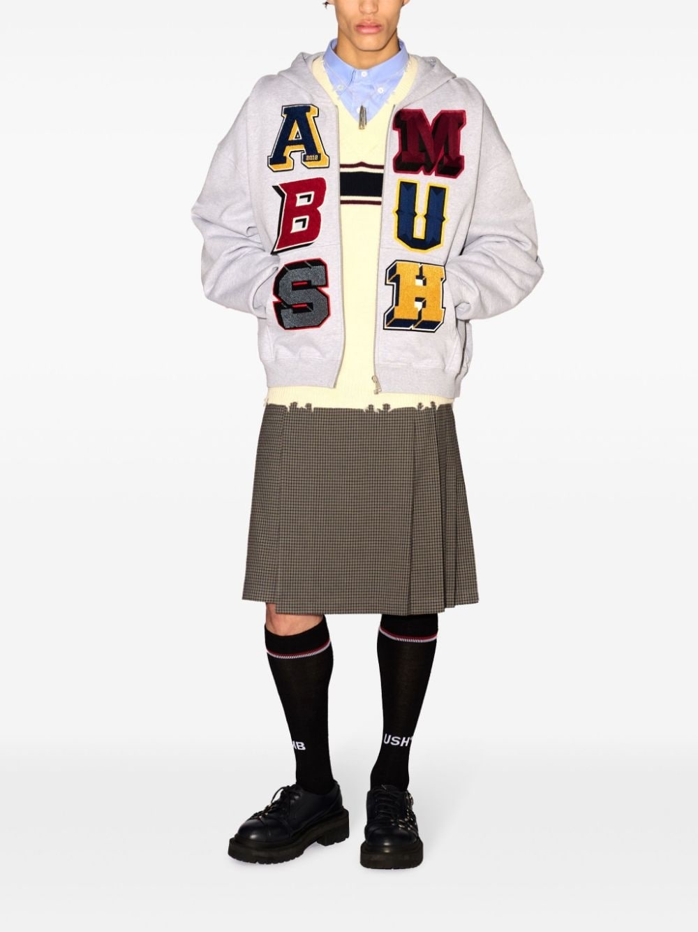 logo-patch zip-up hoodie - 2