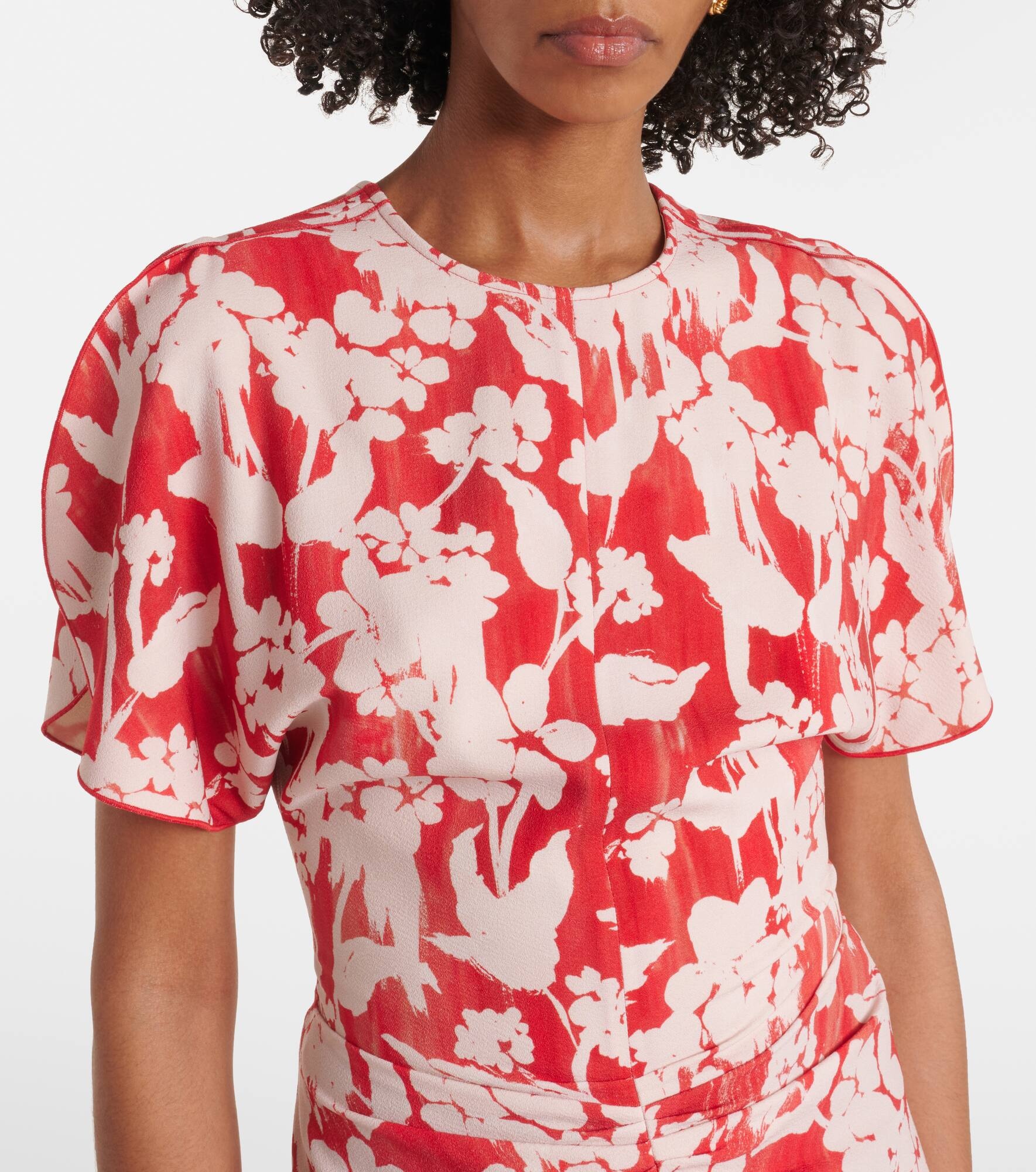 Floral gathered midi dress - 4