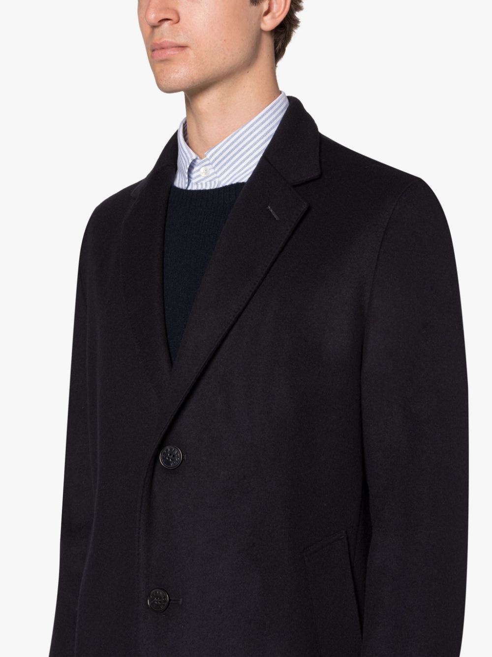 NEW STANLEY NAVY WOOL & CASHMERE COAT - 5