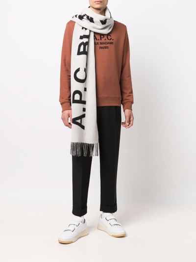 A.P.C. maxi logo-knit tassel scarf outlook