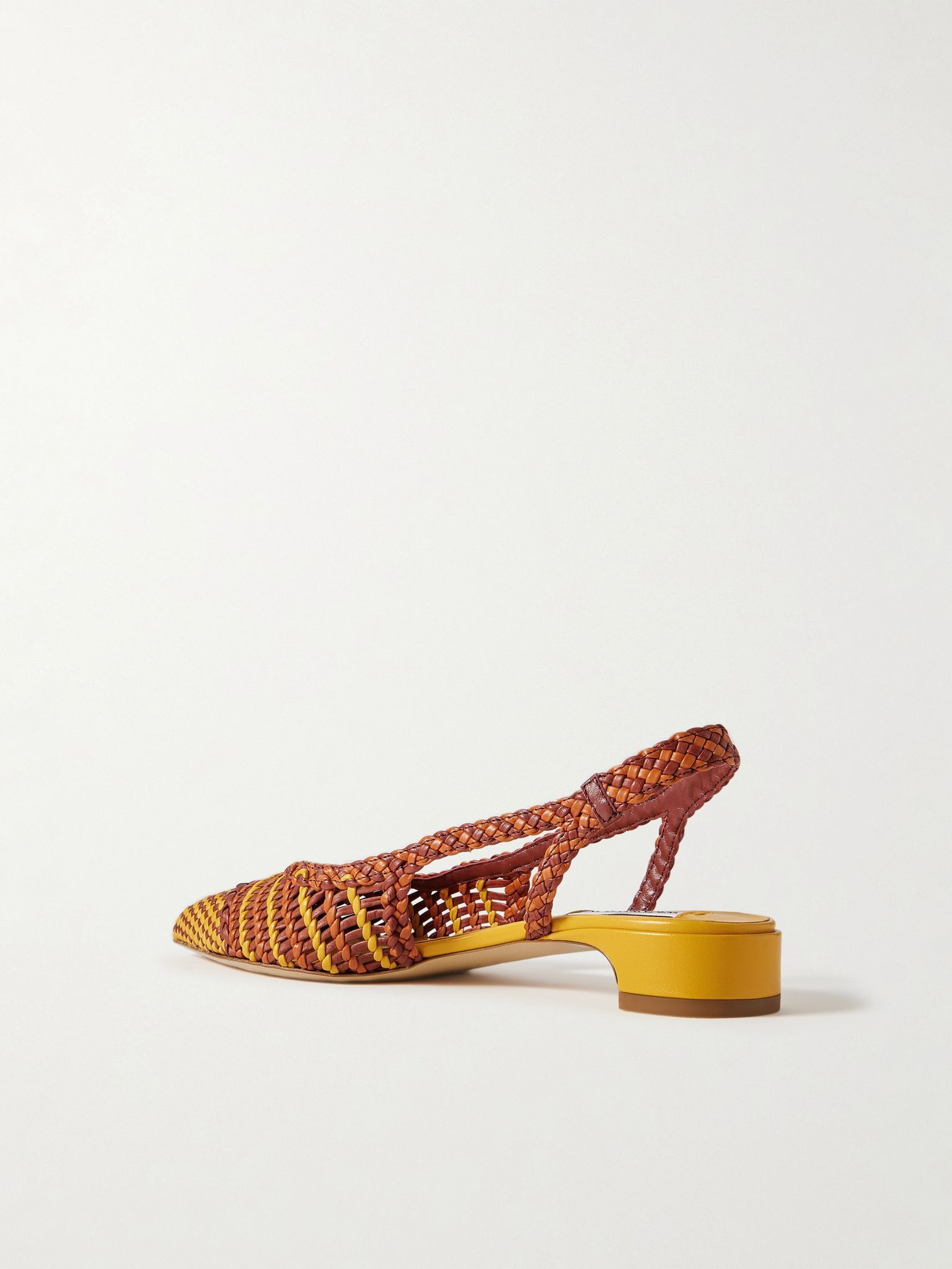 Perro woven leather slingback pumps Orange - 3