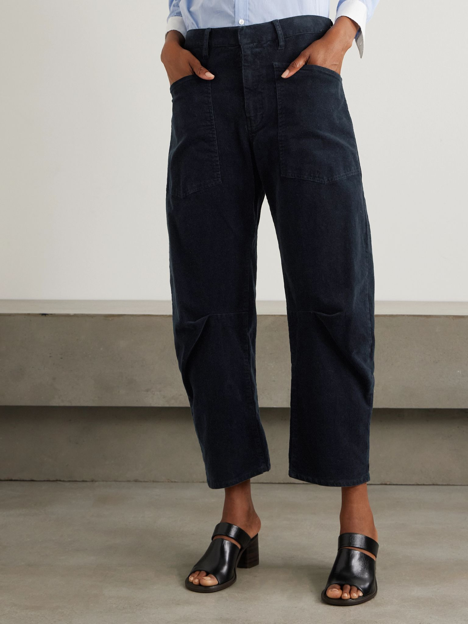 Shon cotton-blend corduroy tapered pants Navy - 3