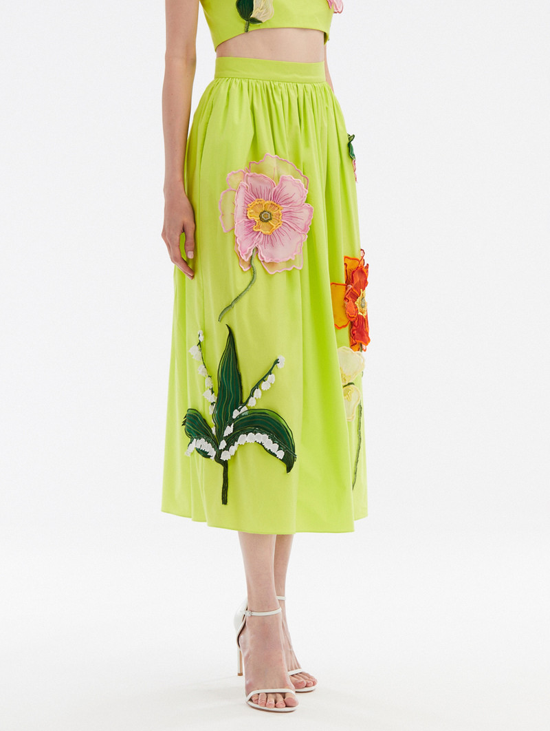 PAINTED POPPIES COTTON POPLIN SKIRT 4