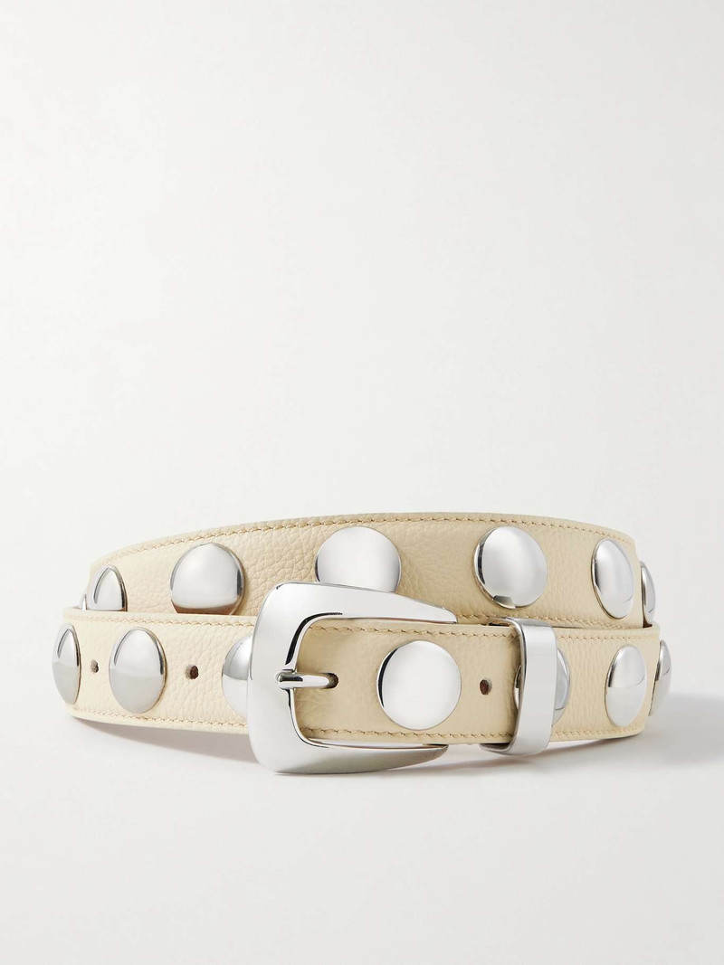Benny studded leather belt Ivory - 1
