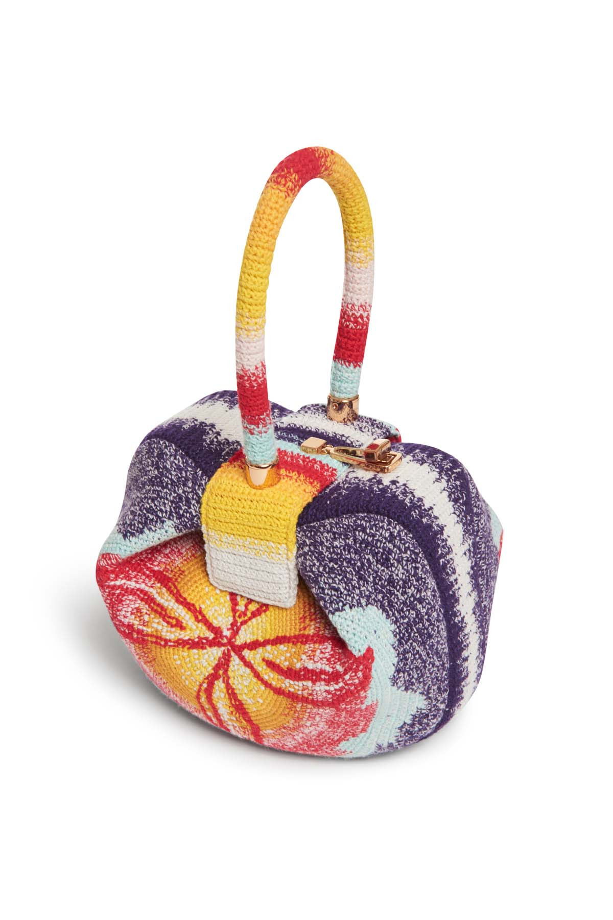 Nina Bag in Blue, Red & Orange Crochet - 3