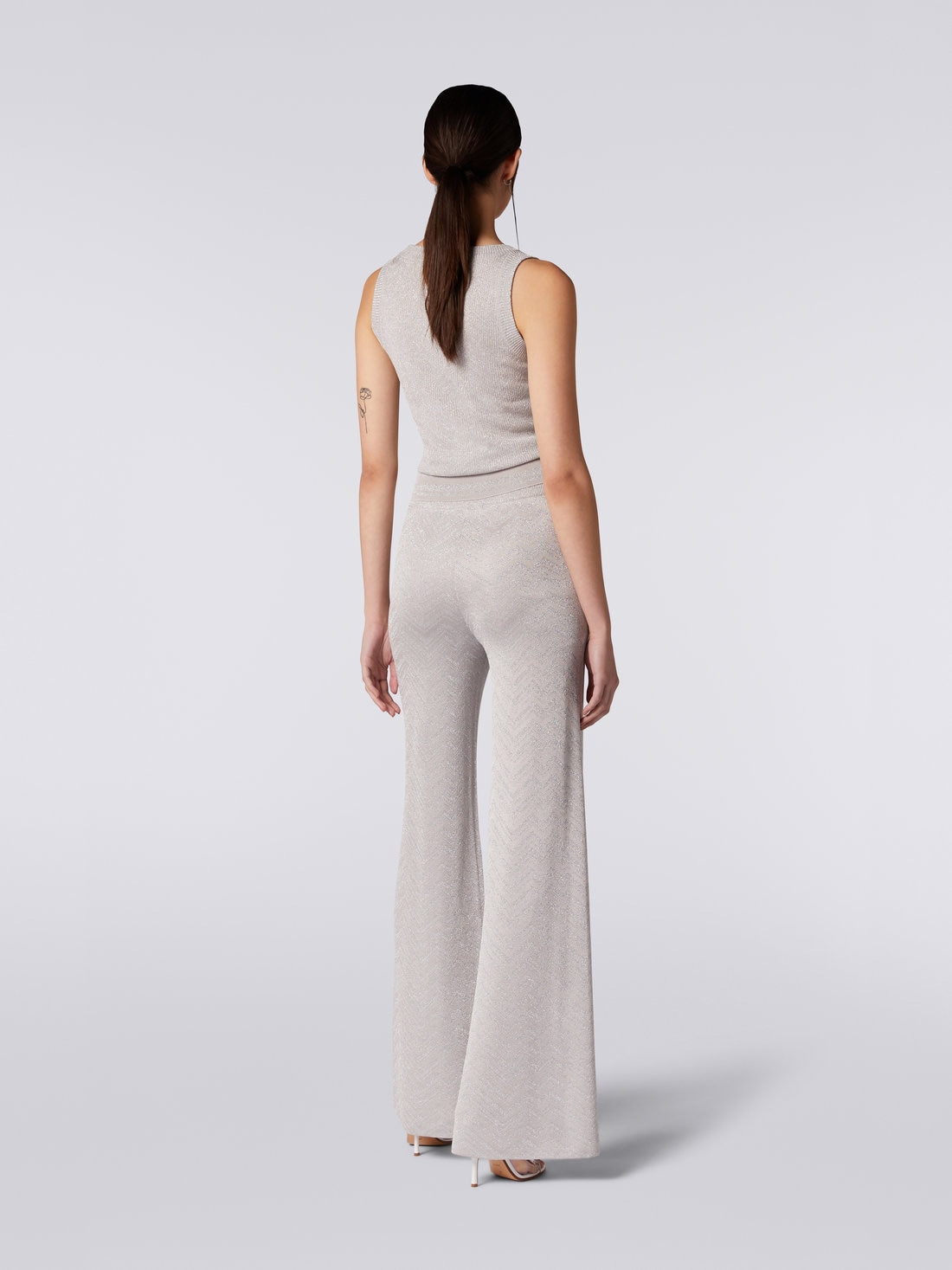Flared trousers with chevron and Lurex sections - 4