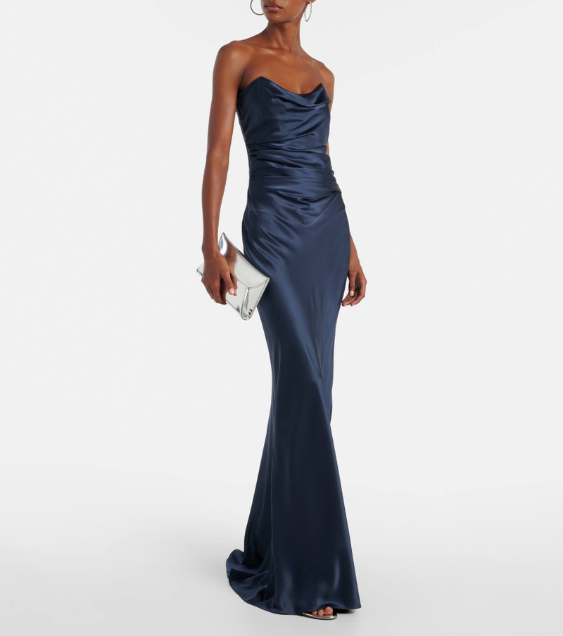THE SEI Ruched strapless silk satin corset dress outlook