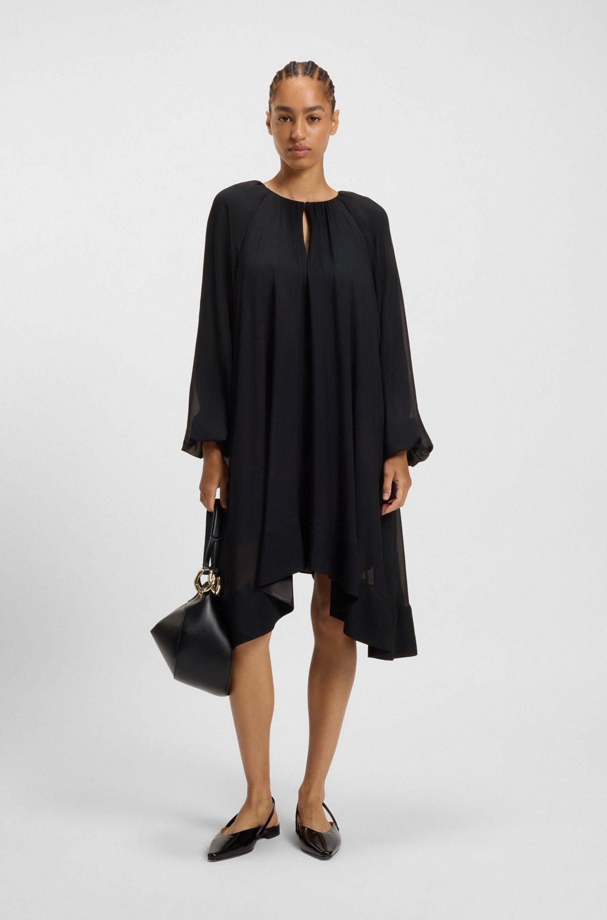 TWO-LAYERED REGULAR-FIT DRESS IN SILK CHIFFON - 2