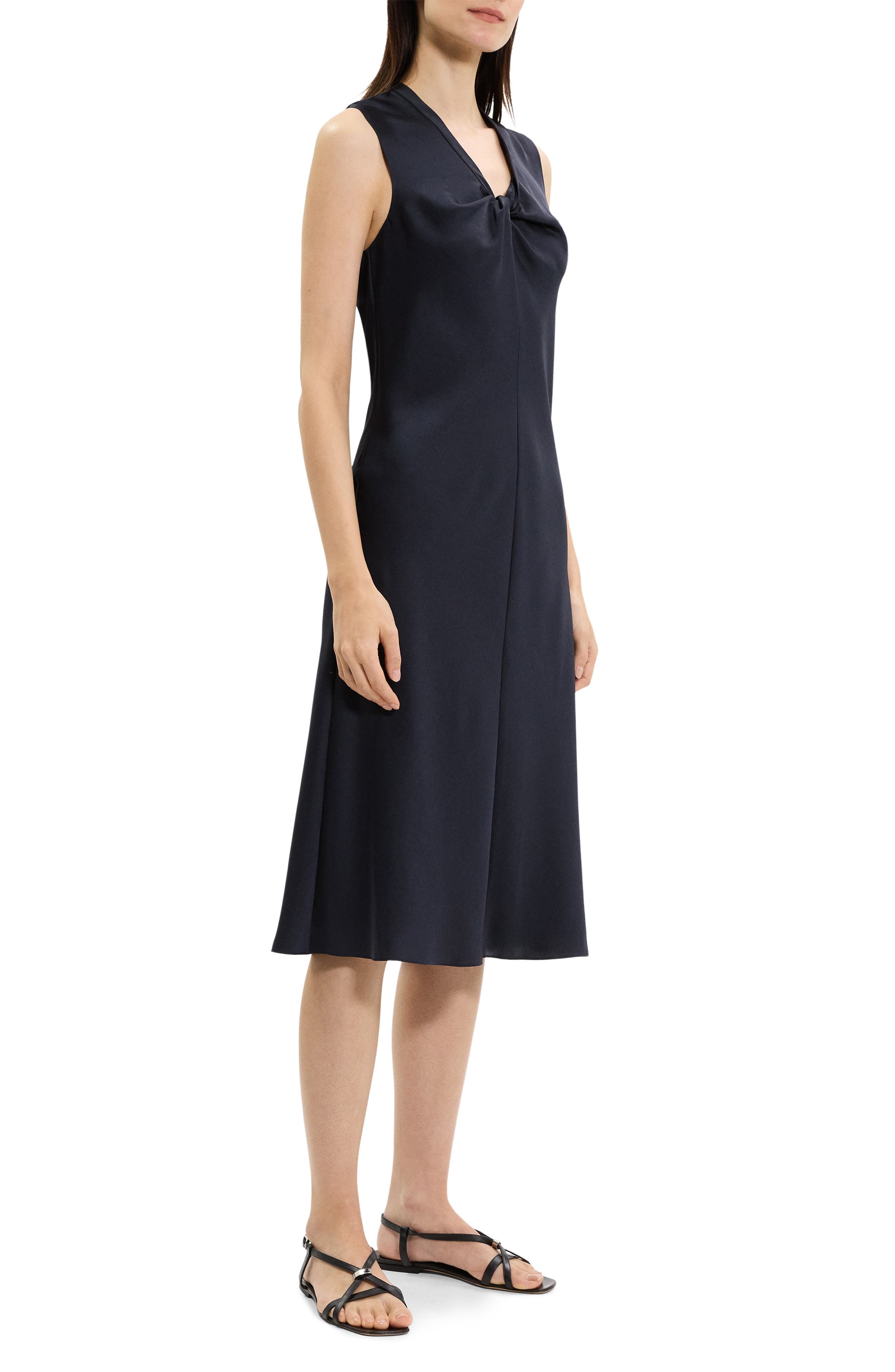 Theory Dr. Crush Sleeveless Bias Cut Satin Dress in Nocturne Navy at Nordstrom - 3