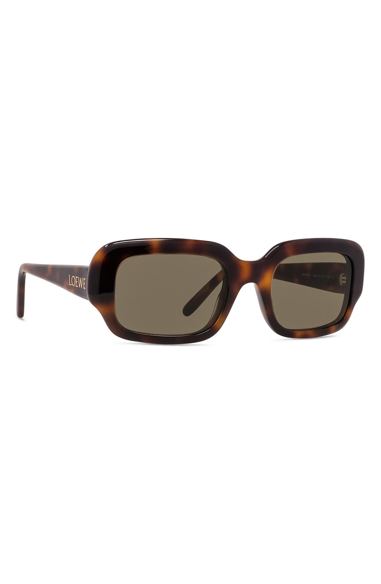 Loewe 51mm Rectangular Sunglasses in Dark Havana /Green at Nordstrom - 6