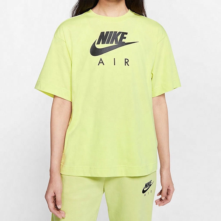 (WMNS) Nike Air Alphabet Logo Printing Sports Short Sleeve Yellow CJ3106-367 - 3