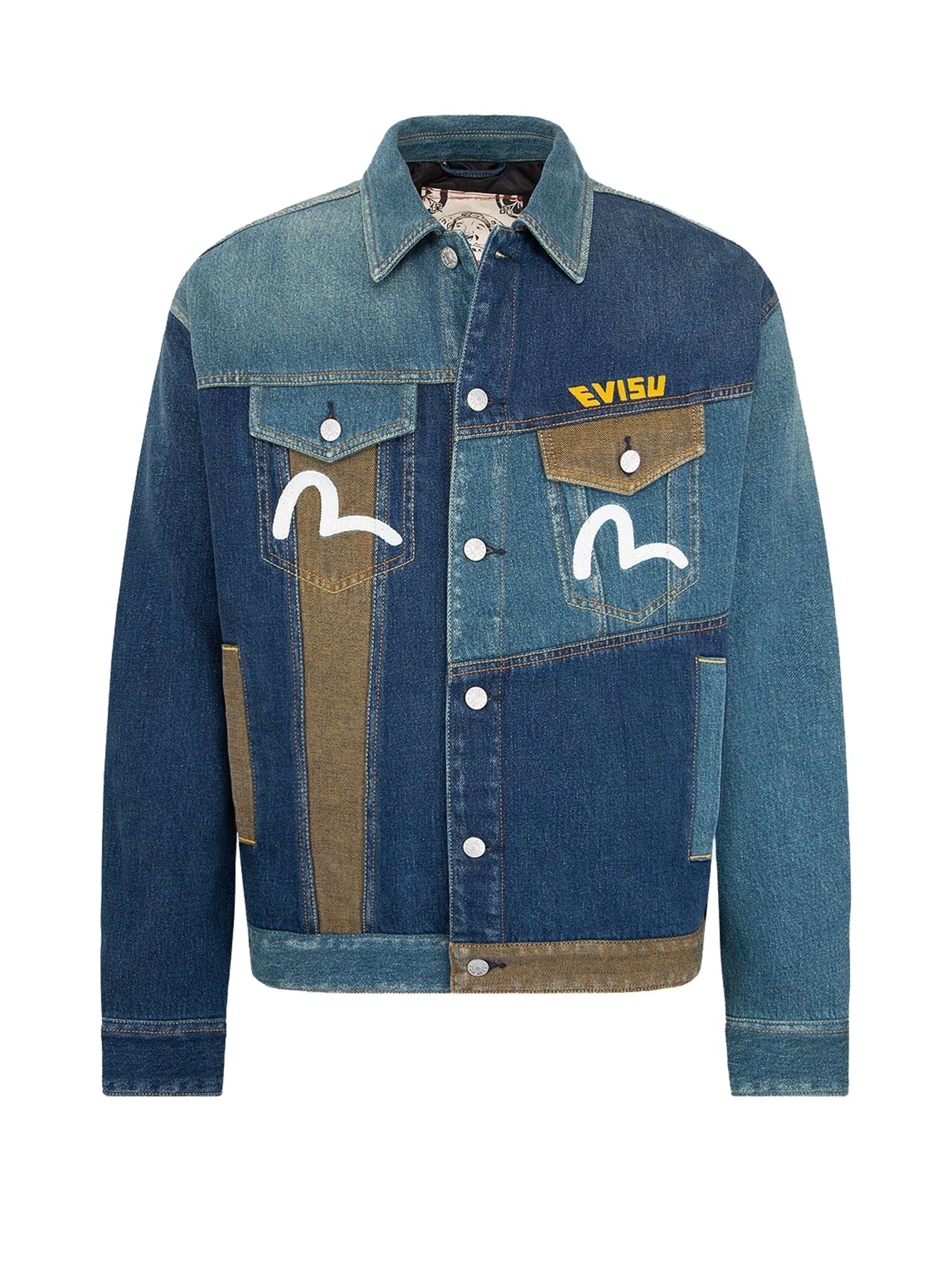 Deconstruction Fabric Blocking Denim Jacket - 9