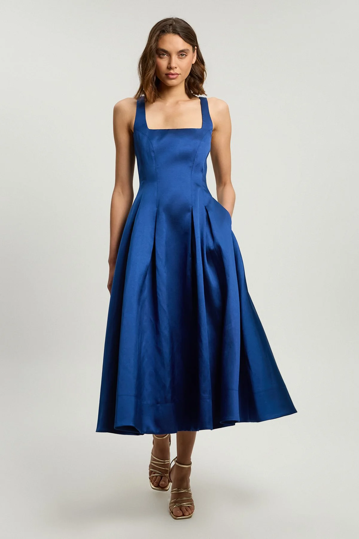 Twill Prom Woven Midi Dress - 1