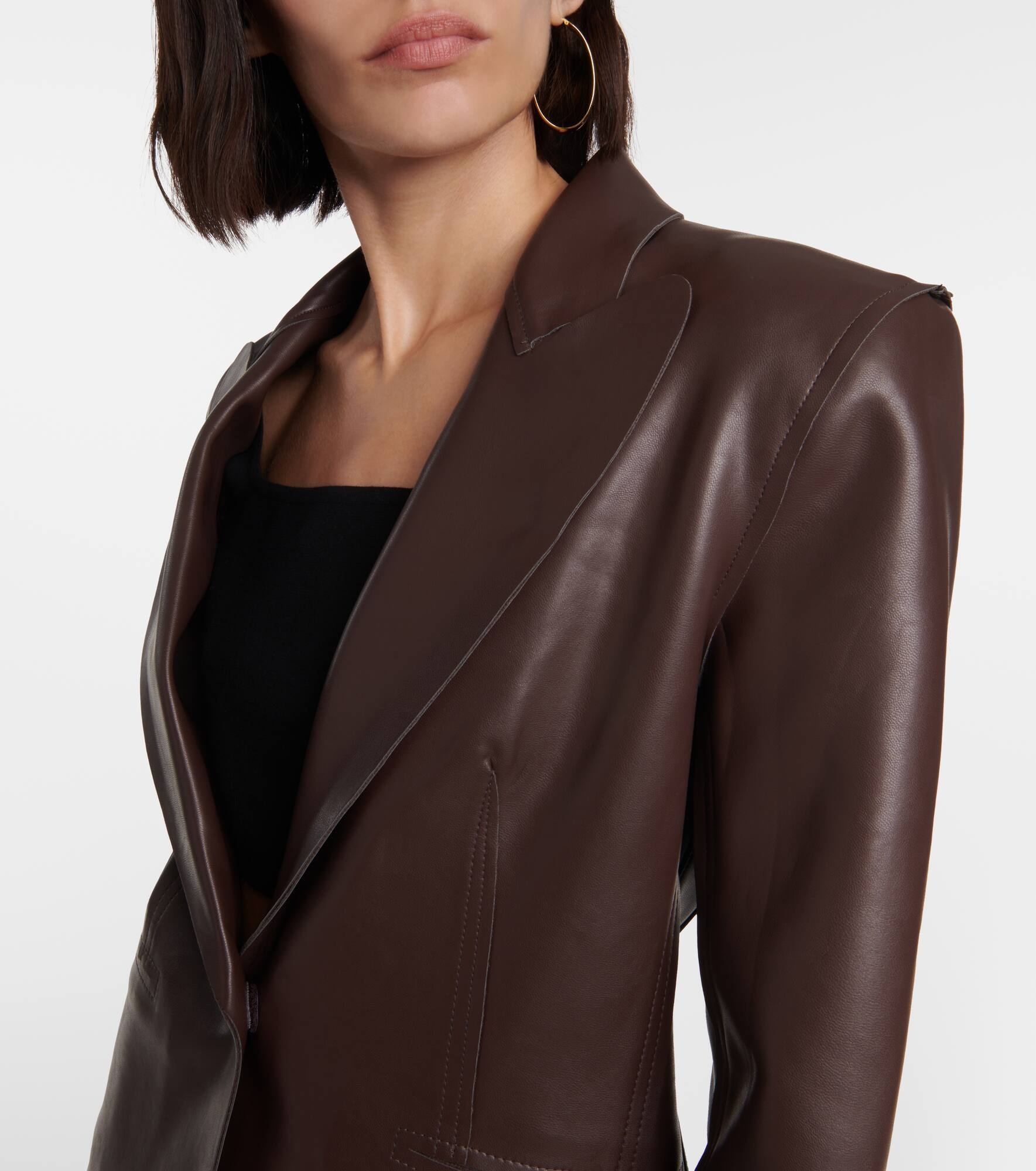 Faux leather blazer - 4