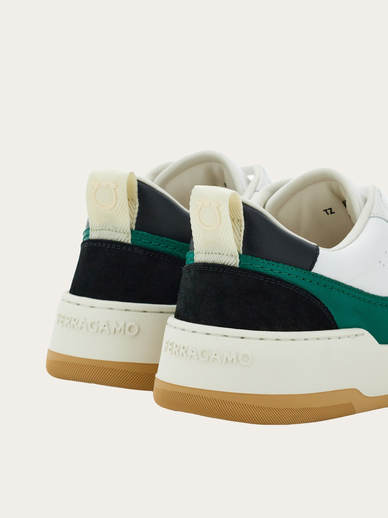 FERRAGAMO Suede patch skate sneaker outlook