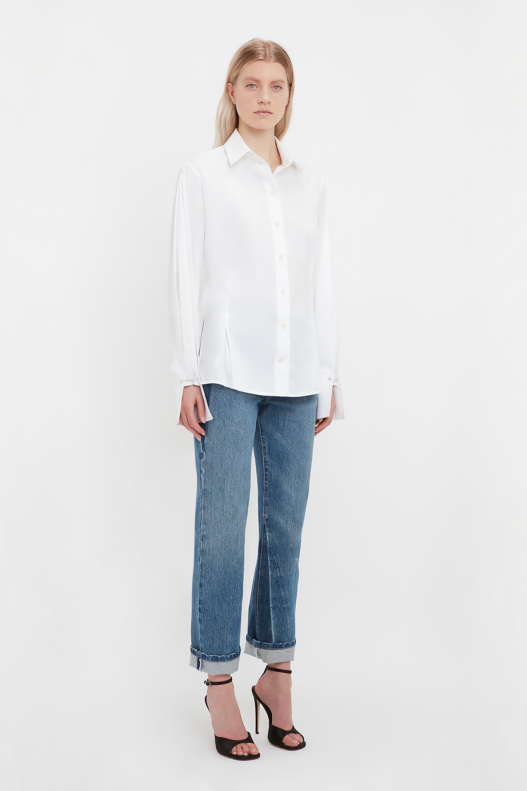 Pleat Detail Shirt In White - 5