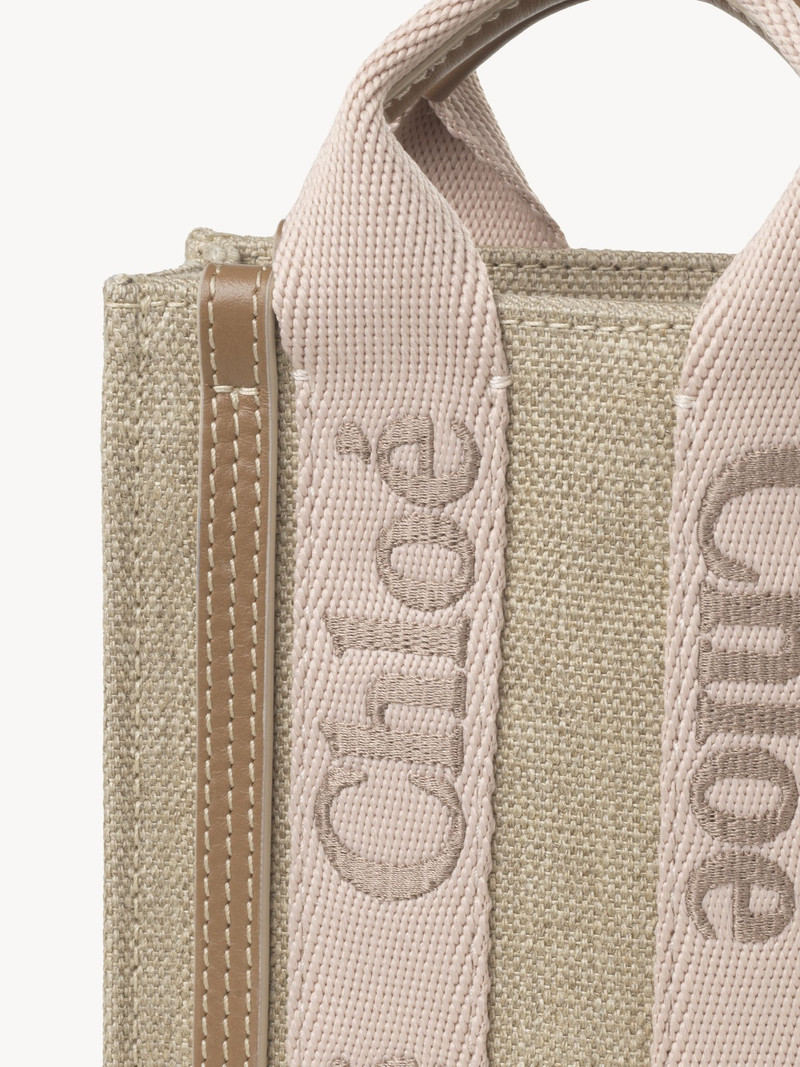 MINI WOODY NORTH SOUTH TOTE BAG IN LINEN 5