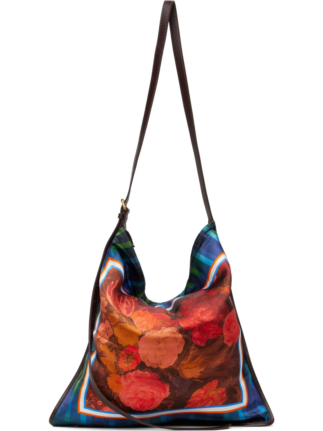 Red & Blue Large Scarf Print Shoulder Bag - 1