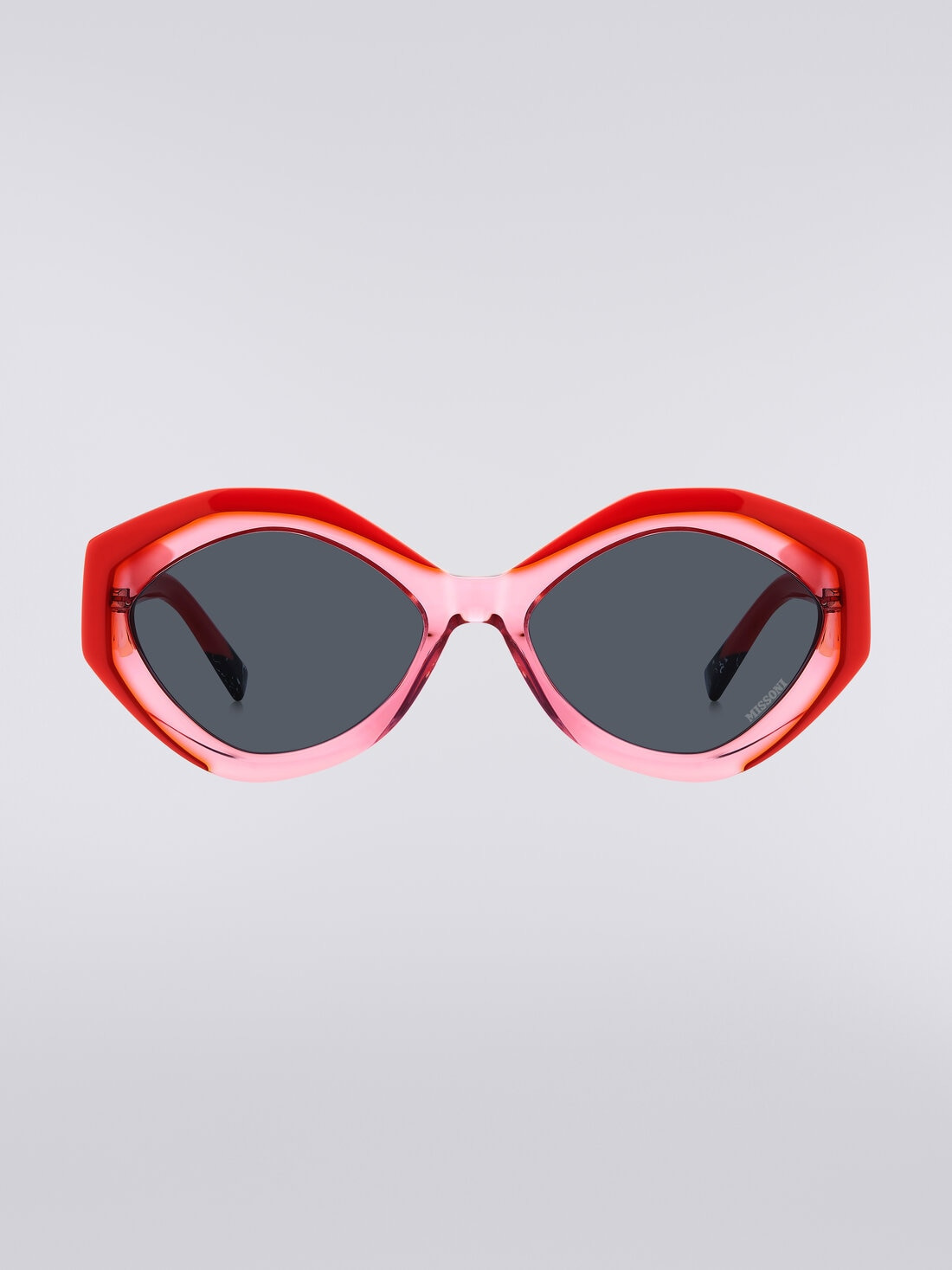 Oval-shaped sunglasses with metal logo application - 1