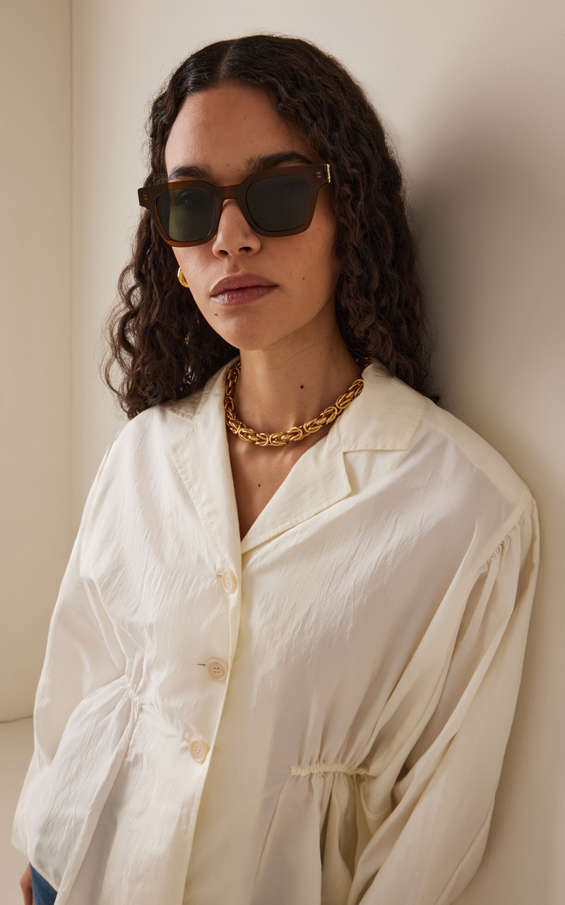 SAINT LAURENT Square-Frame Acetate Sunglasses brown outlook