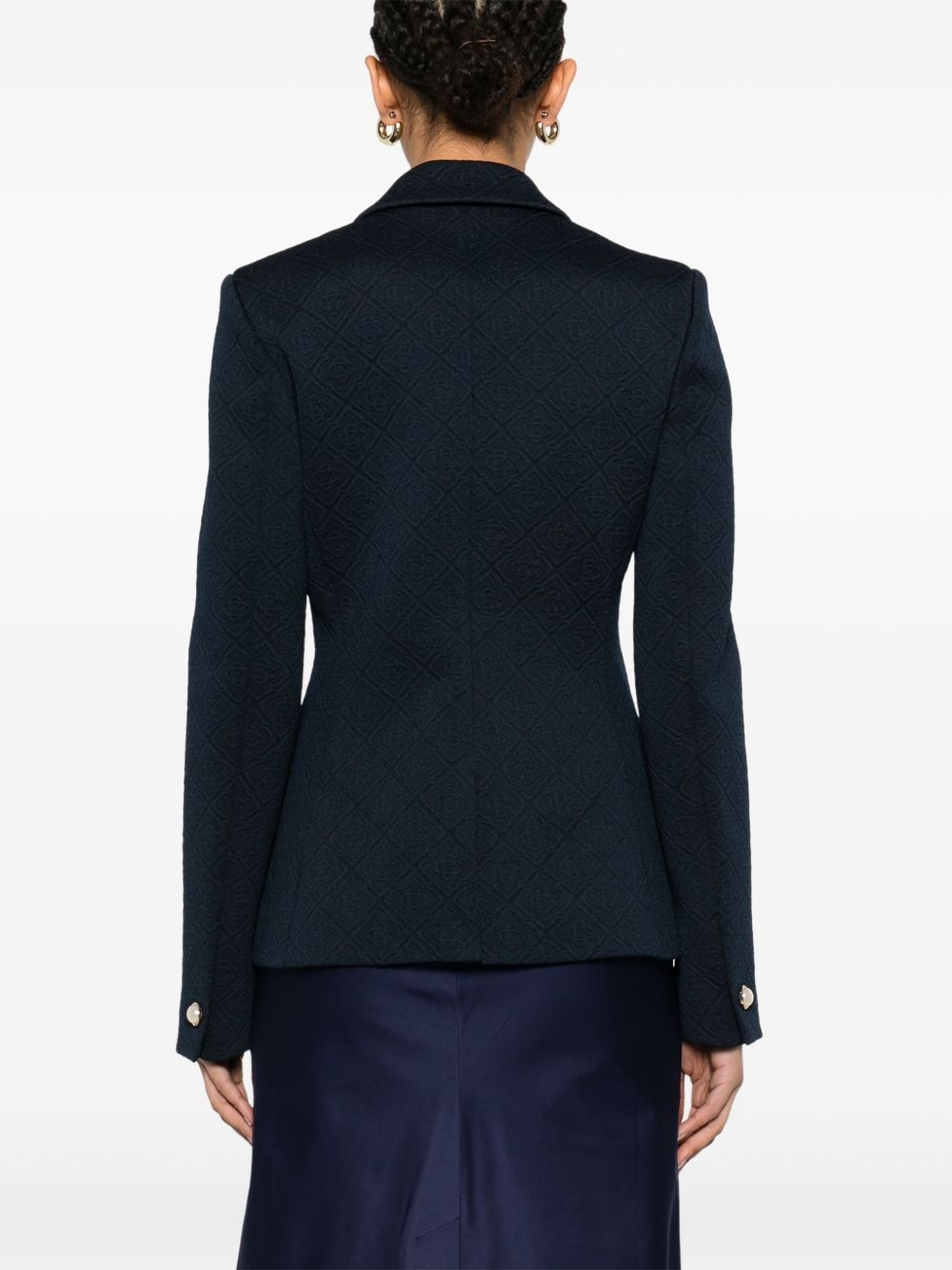 monogram-jacquard single-breasted jacket - 4