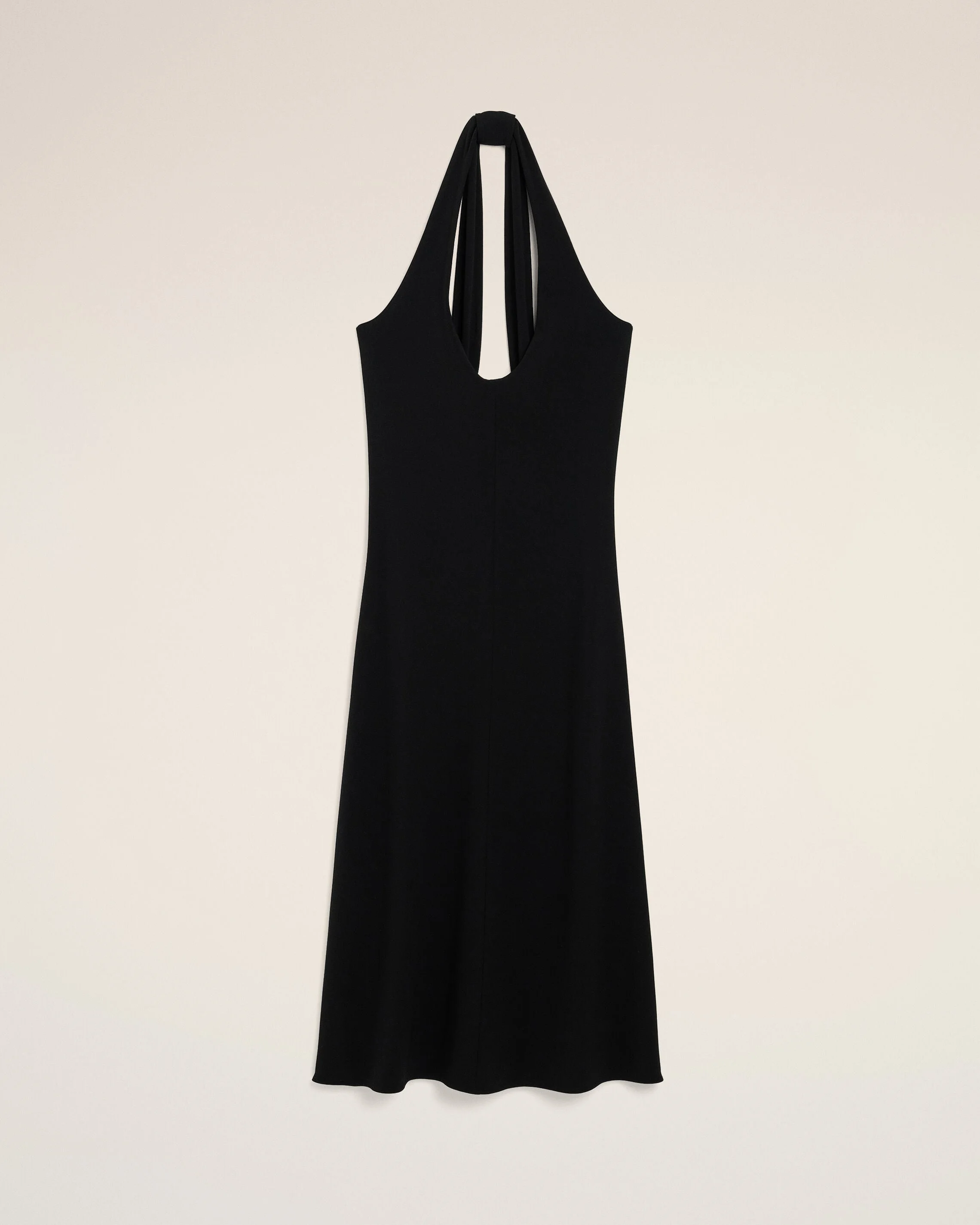 BLACK BACKLESS MIDI JERSEY DRESS - 1