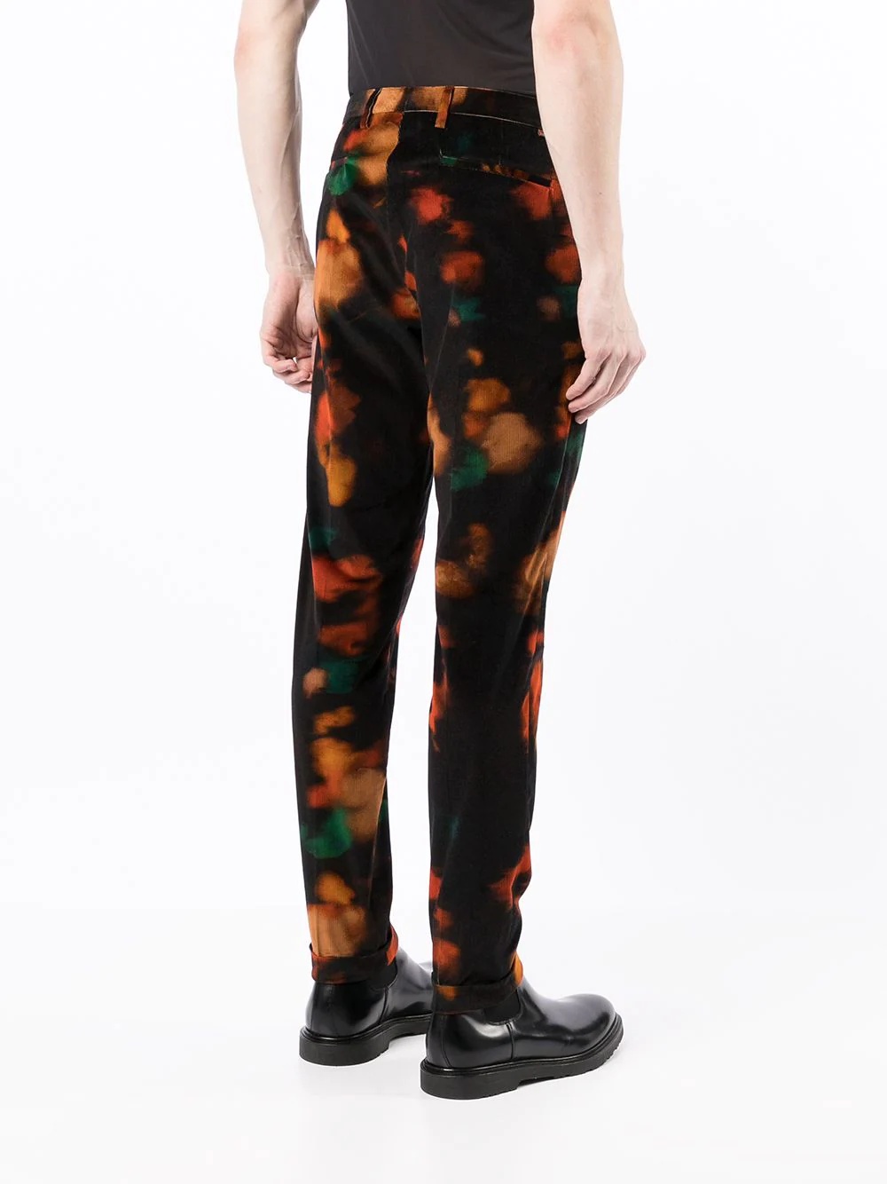 abstract-print corduroy slim-fit trousers - 4