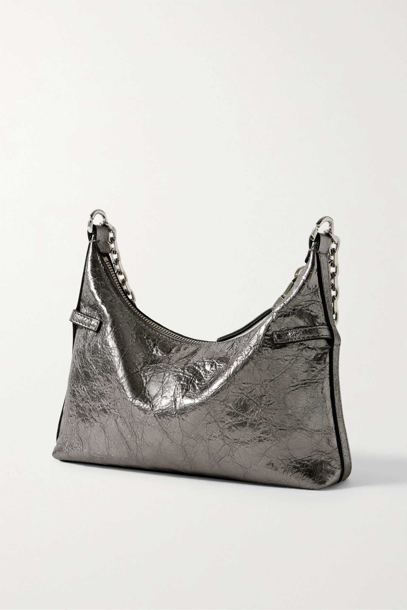 Voyou Party metallic crinkled-leather shoulder bag - 3