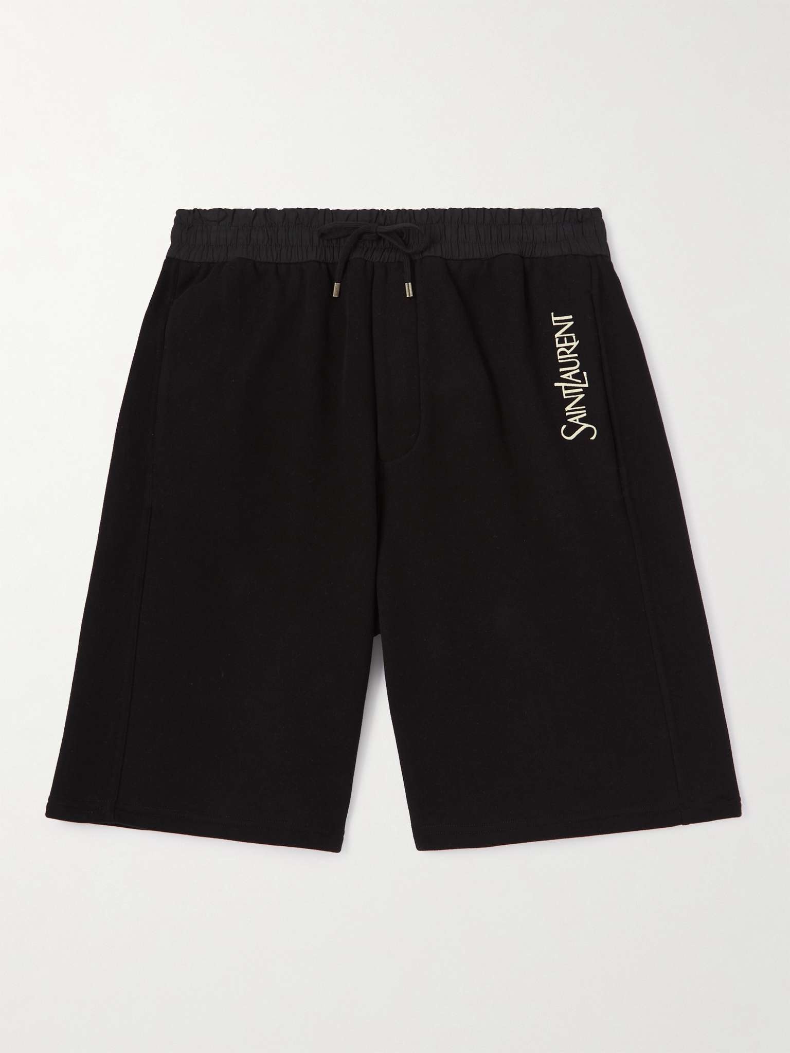 Straight-Leg Logo-Embroidered Cotton-Jersey Drawstring Shorts - 1