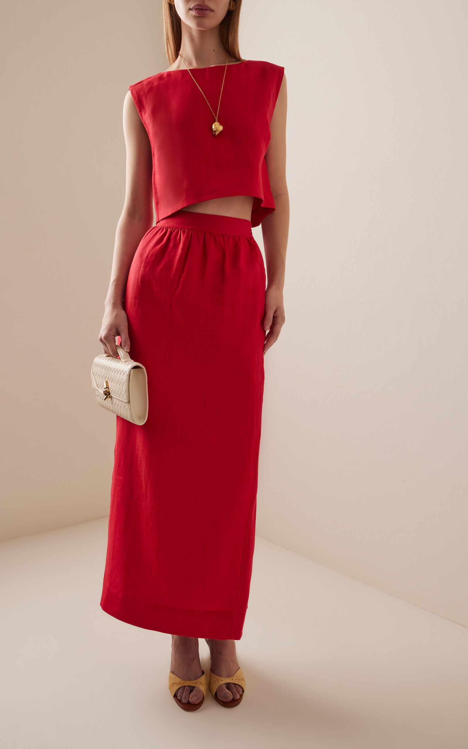 Martina Cropped Linen Top red - 3