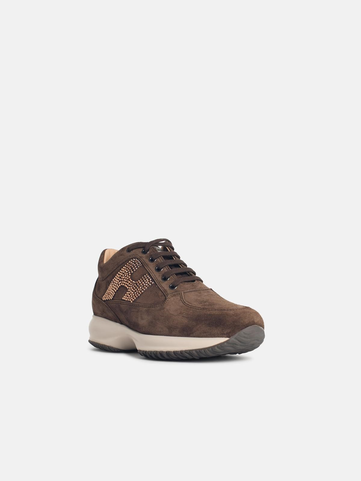 'INTERACTIVE' BROWN SUEDE SNEAKERS - 2
