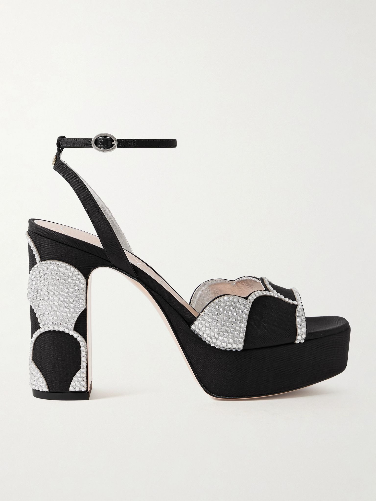 Bowow 110 faille and crystal-embellished metallic leather platform sandals Silver - 1