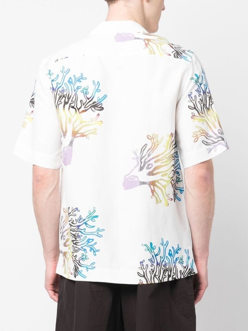 coral-print short-sleeve shirt - 4