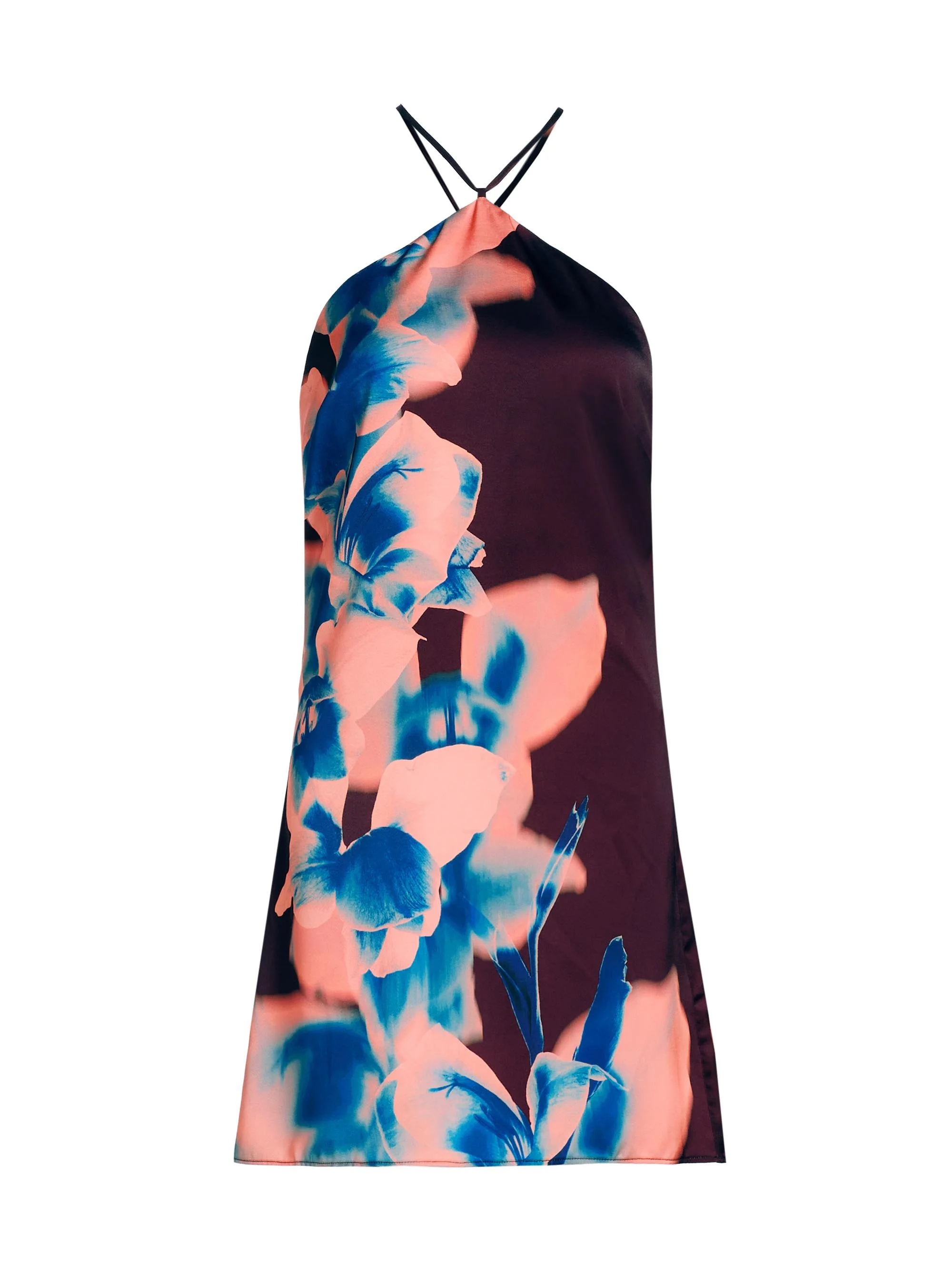 Women's Avri Floral Tie Halterneck Minidress - Cerulean Orchid - 1
