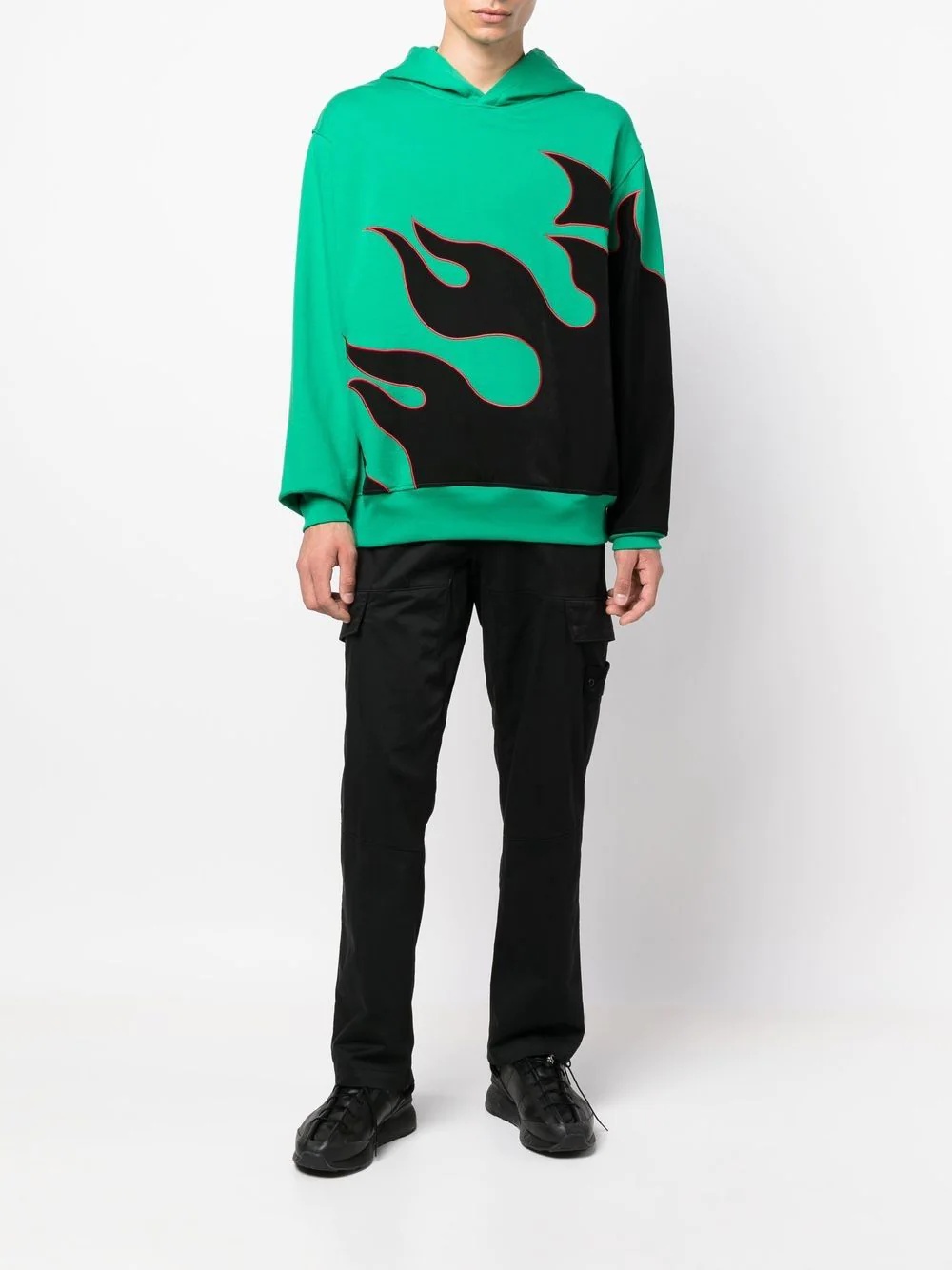 flame-print cotton hoodie - 2