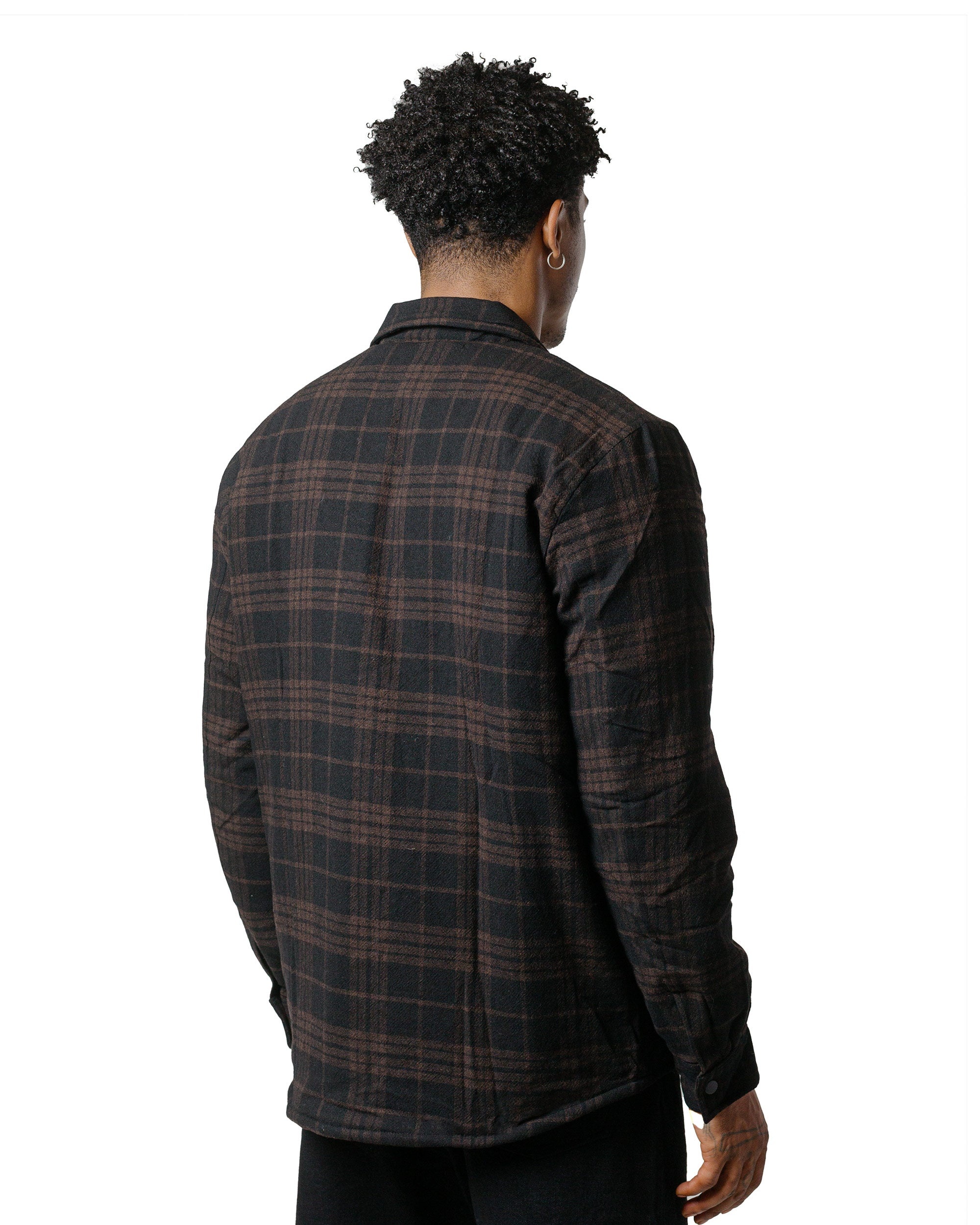 Hjalmer Insulated Wool Check Overshirt Espresso - 3