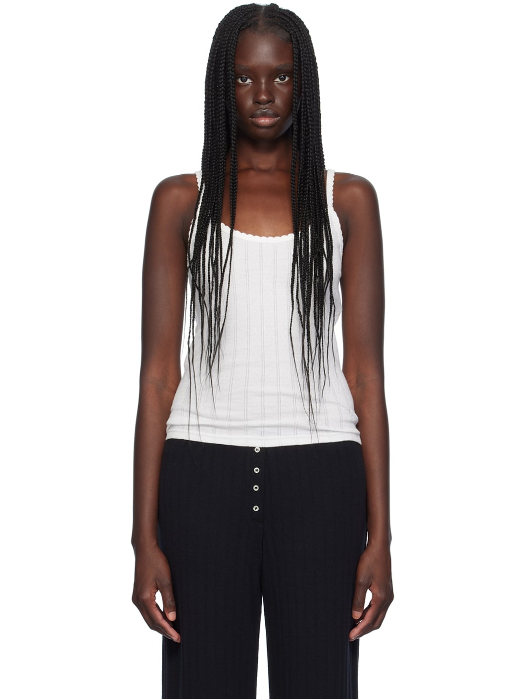 White Spaghetti Strap Tank Top - 1