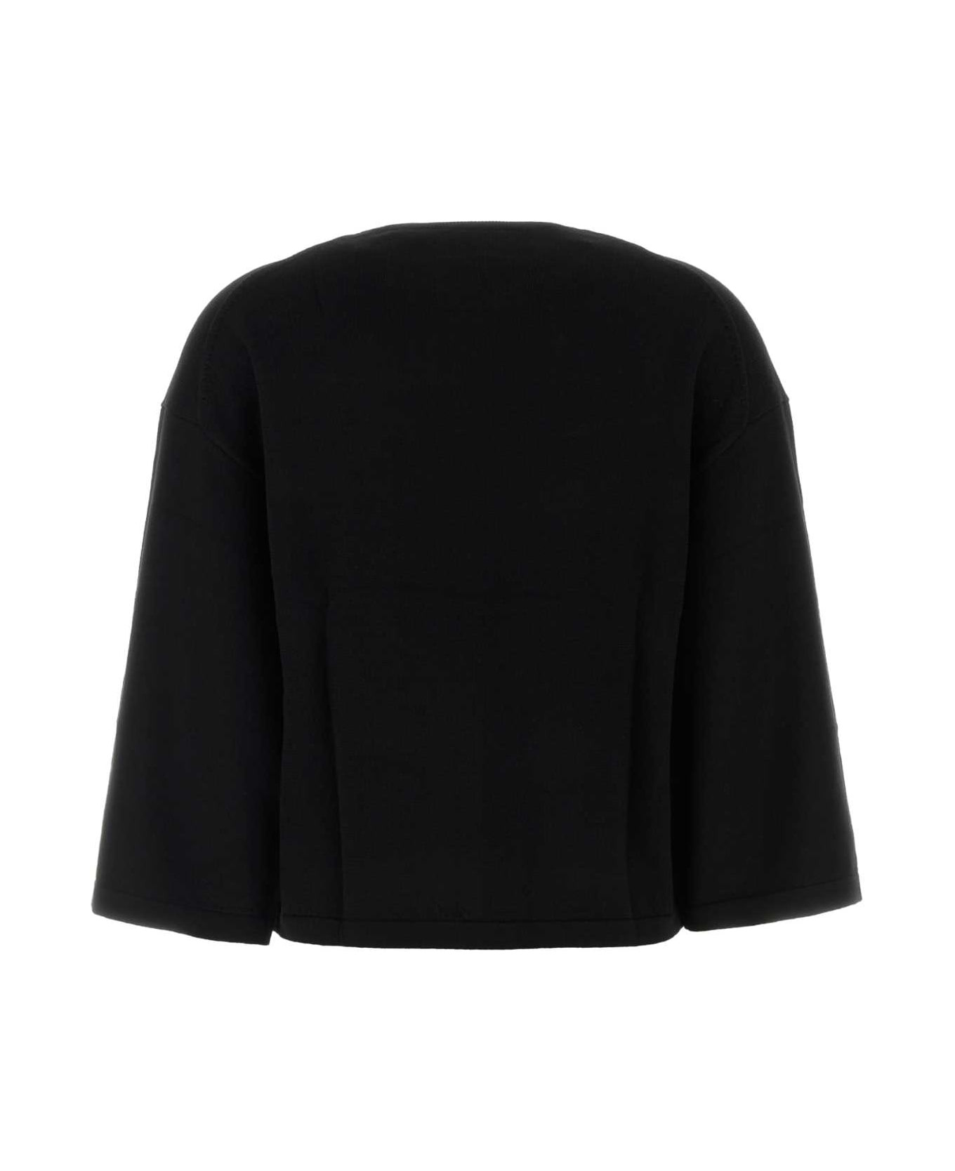 Black Wool Daisy Sweater - 2