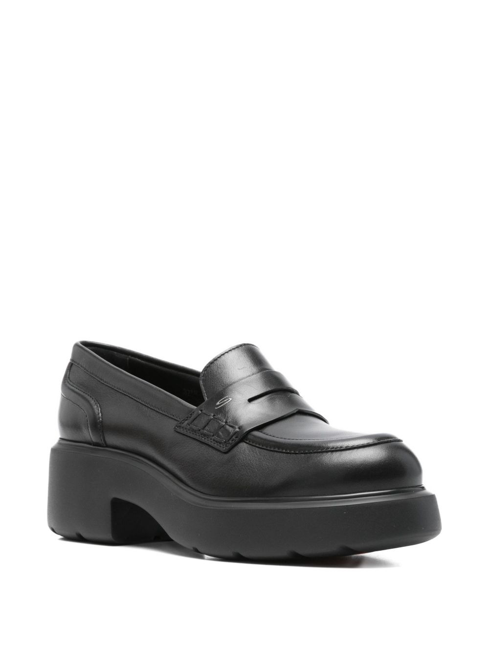 55mm penny-slot leather platform loafers - 2