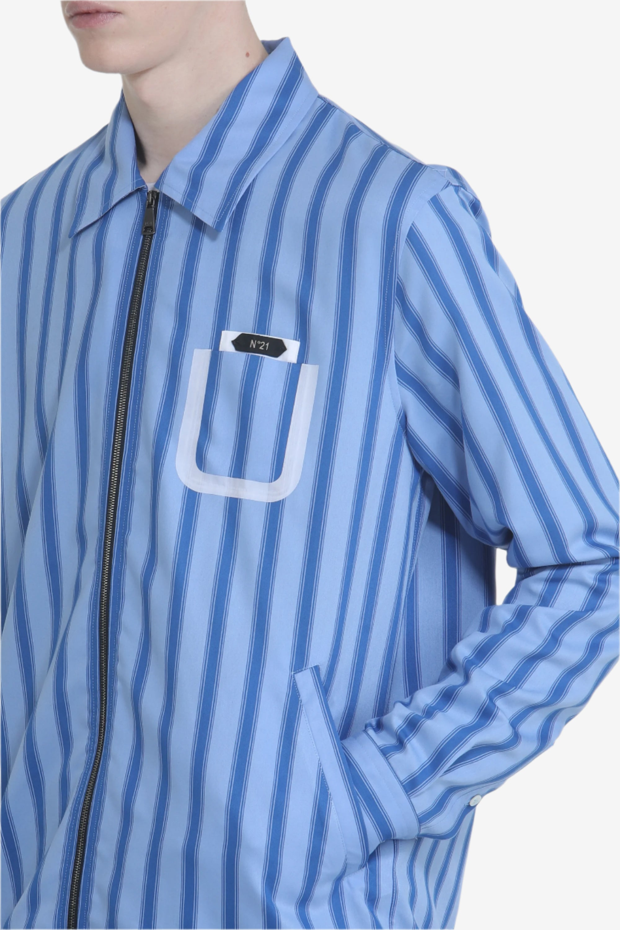 STRIPED SHIRT JACKET WITH ZIP - 5